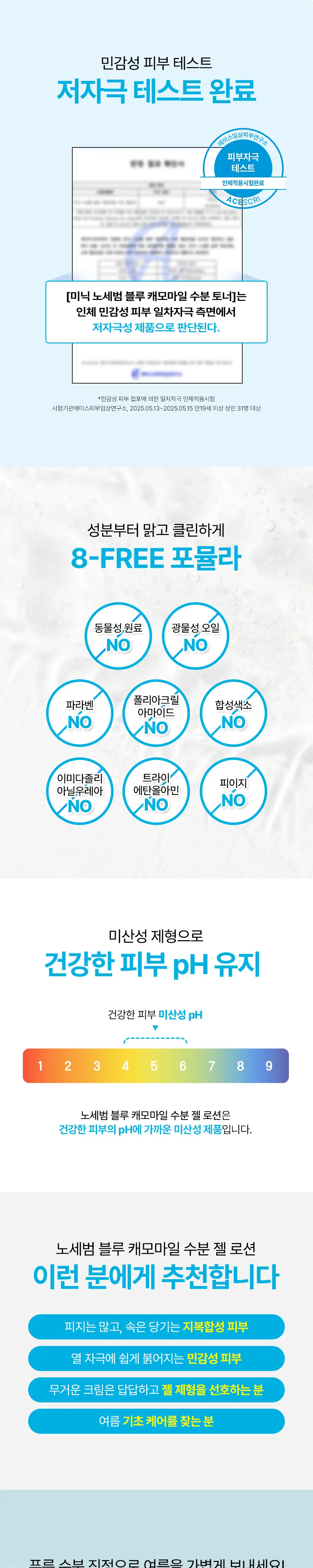 [민감지성피부/유분케어] 미닉 노세범 블루 캐모마일 수분 토너 200ml 상세페이지 4